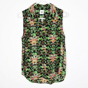 Cabi Pixie Top Women’s Size Small Pleated Sleeveless Button Down
